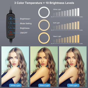 6.2 Dual - Colour Ring Light | USB | 3 Modes | Monitor Clip | Black