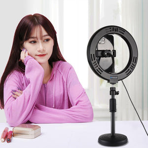 7.9" LED Ring Light with USB | 3 Modes Dimmable | Dual Colour | Phone Clamp