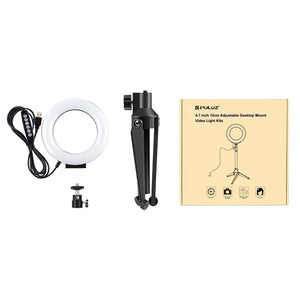 10 Mode USB LED Ring Light with Tripod Mount & Cold Shoe Ball Head | 4.7 - Inch Diameter