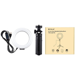 6.2" LED Ring Light with USB 3 Modes Dimmable | Vlogging, Photography, Video Pocket Tripod Mount | Cold Shoe Ball Head | Black