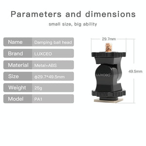 Universal Hot Shoe Damping Ball - Head Camera Bracket | Black