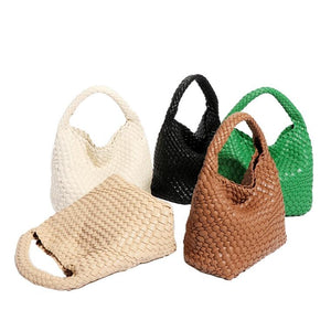 Apricot Hand Woven 2-in-1 Shoulder Bag | Apricot Colour