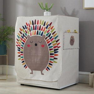 Cartoon Cotton Linen Drum Roller Washing Machine Dust Cover | 83x60x60cm | Bee