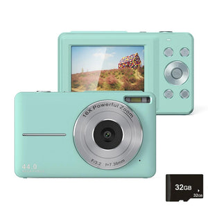 Mini Children Photography Camera | 2.4-Inch HD | 16x Zoom | Green + 32GB