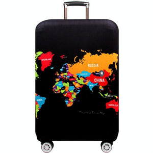 XL Travel Luggage Cover | Dustproof Scratch-Proof Elastic Sleeve | Fits 29-32 Inch Suitcases | English Map