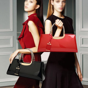 Patent Leather Shoulder Bag for Women | Glue Closure | Blue