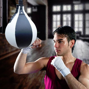 Adult Hanging Speed Ball for Boxing Fitness | Free Punching Bag | Pear Shape Black & White