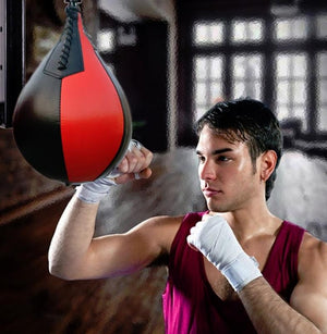 Adult Hanging Speed Ball for Boxing Fitness | Free Punching Bag | Pear Shape Black & White
