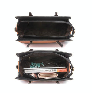 Large Capacity 4-in-1 Messenger Handbag with Fashionable Colour Block Design | Brown