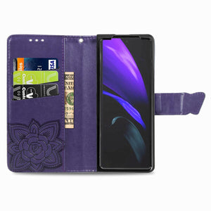 Embossed Butterfly Love Leather Case | For Samsung Galaxy Z Fold 4 | Flower Design | Light Purple
