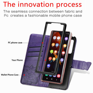 Embossed Butterfly Love Leather Case | For Samsung Galaxy Z Fold 4 | Flower Design | Light Purple