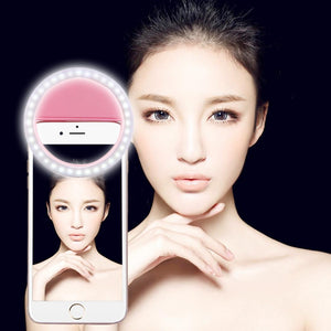 Adjustable Clip Beauty Light for Smartphones | USB Cable | Pink