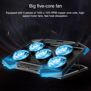 5-Core Dual Port Laptop Stand with Cooling Fan | Blue