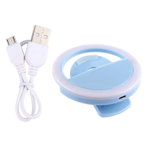 Adjustable Clip Beauty Light for Smartphones | USB Cable | Blue