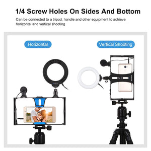 3-in-1 Vlogging Kit with Smartphone Rig, Microphone & LED Ring Light | Blue
