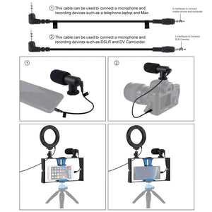 3-in-1 Vlogging Kit with Smartphone Rig, Microphone & LED Ring Light | Blue