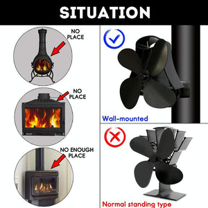4-Blade Fireplace Stove Fan | Heat Powered | Aluminum (Variant 3)