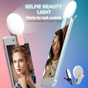 Portable Mini Beauty Light for Smartphones | 3 Brightness Levels | 9 LEDs Warm/White | iPhone, Galaxy, Huawei, Xiaomi, LG, HTC | White