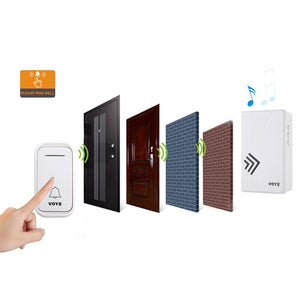 Home Music Remote Control Wireless Doorbell with 38 Polyphony Sounds | White
