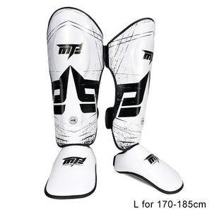 Thickened Leg Guards for Freestyle Grappling, Thai Boxing & Taekwondo | White