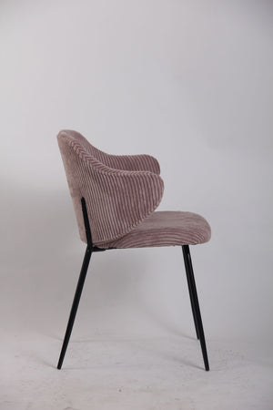Set of 4 Dining Chairs | Corduroy Cord Fabric | Pink