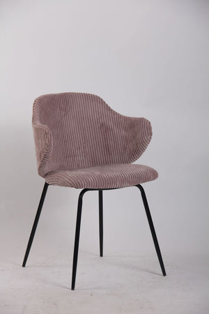 Set of 4 Dining Chairs | Corduroy Cord Fabric | Pink