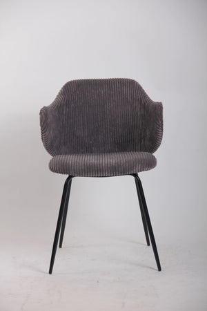 Set of 2 Dining Chairs | Corduroy Cord Fabric | Dark Grey Lincoln