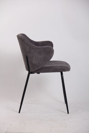 Set of 2 Dining Chairs | Corduroy Cord Fabric | Dark Grey Lincoln