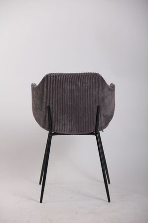 Set of 2 Dining Chairs | Corduroy Cord Fabric | Dark Grey Lincoln