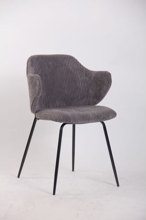 Set of 2 Dining Chairs | Corduroy Cord Fabric | Dark Grey Lincoln