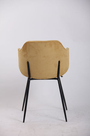 Set of 2 Dining Chairs | Corduroy Cord Fabric | Metal Legs | Mustard Yellow