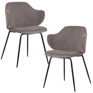 Set of 2 Dining Chairs | Corduroy Cord Fabric | Grey