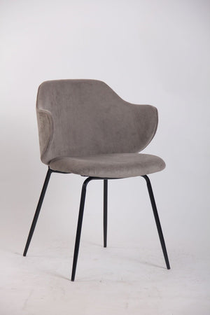 Set of 4 Dining Chairs | Corduroy Cord Fabric | Grey