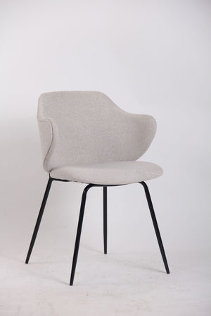 Set of 4 Dining Chairs | Fabric | Metal Legs | Ivory Beige