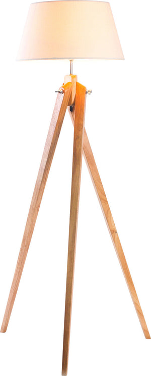 Large Tripod Floor Lamp | Linen Shade | Modern Bamboo Wooden Retro Twist Light