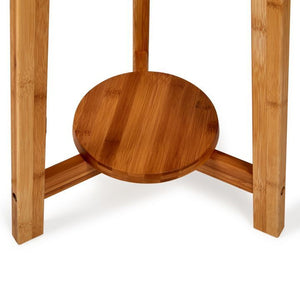 155cm Large Bamboo Wooden Tripod Floor Lamp | Beige Linen Light Shade