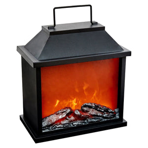LED Fireplace Lantern | 31.5cm | Battery Operated | Metal/Glass | Home Decor | Large
