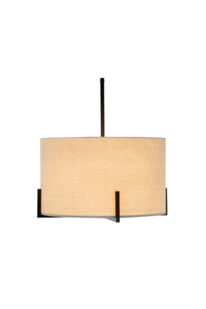 Modern Scandi Metal Hanging Pendant Lamp | Linen Shade Light | Matte Black
