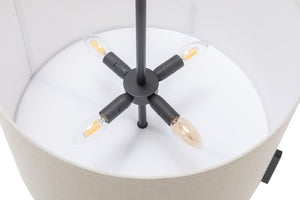 Modern Scandi Metal Hanging Pendant Lamp | Linen Shade Light | Matte Black
