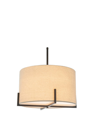 Modern Scandi Metal Hanging Pendant Lamp | Linen Shade Light | Matte Black