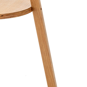 Natural Wooden Tripod Floor Lamp | Round Wood Shelf + Off-White Linen Shade