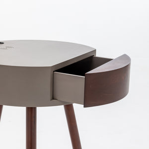 Florence Tripod Lamp with Shelf Storage Drawer | Bedside Table Light with USB Charger