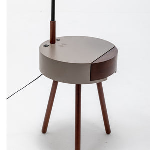 Florence Tripod Lamp with Shelf Storage Drawer | Bedside Table Light with USB Charger