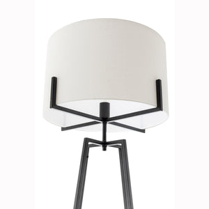 Modern Dimmable Floor Lamp | Linen Shade | Designer Bedroom Lighting | Matte Black