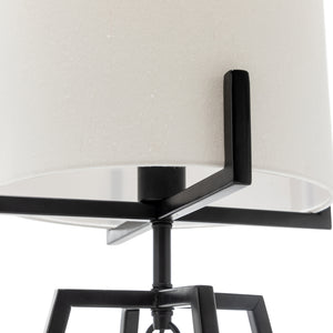 Modern Scandi Metal Dimmable Table Desk Lamp | Linen Shade | Matte Black