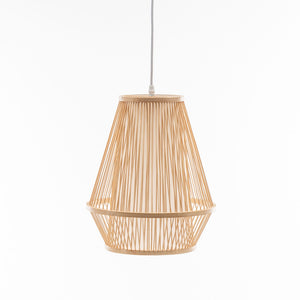Natural Woven Bamboo Empire Pendant Lamp | Hanging Light Bell Shade | Boho Tropical Style
