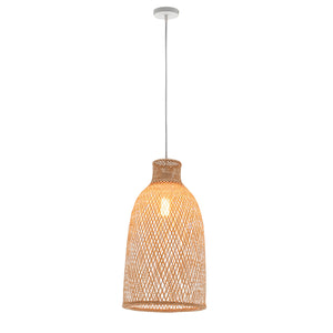 Natural Woven Bamboo Cone Pendant Lamp | Hanging Light Bell Shade | Boho Tropical Style