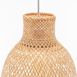 Natural Woven Bamboo Cone Pendant Lamp | Hanging Light Bell Shade | Boho Tropical Style