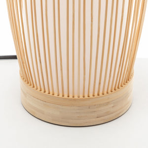 Natural Woven Bamboo Cylinder Table Lamp | Boho Tropical Coastal Light Shade