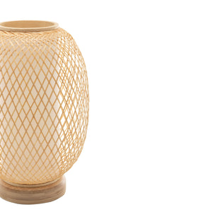 Natural Woven Bamboo Oval Table Lamp | Boho Tropical Coastal Light Shade
